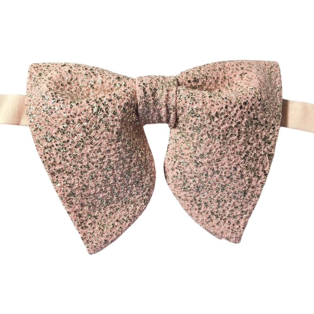 Oversized Pink Glitter Bow Tie Adjustable Shimmer Pre-Tied Formal Accessory